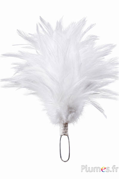 Federbusch Hahn mit Bügel - Höhe 20 cm - weiss